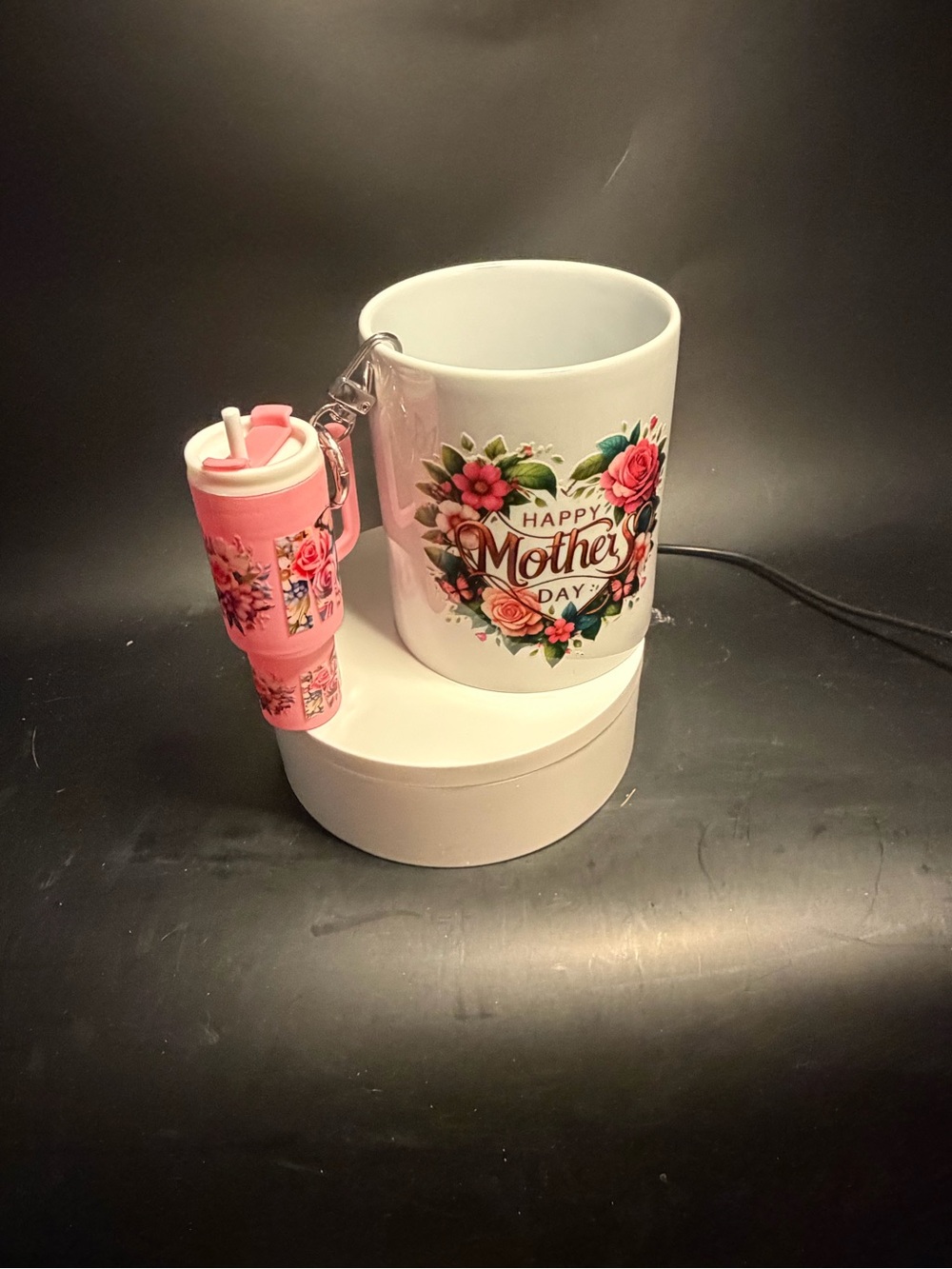 Happy Mother's Day Floral Mug with Pink Floral Charm